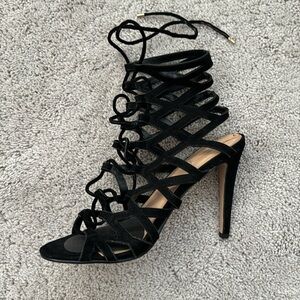 Aldo Black Tie Lace Up Heel Size 7.5